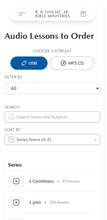 Screenshot: Audio lessons page with format selector