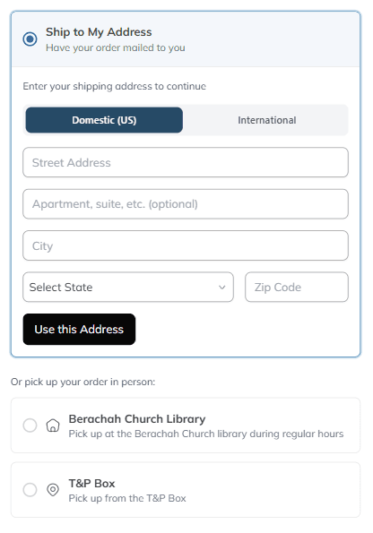 Screenshot: Checkout page with delivery options