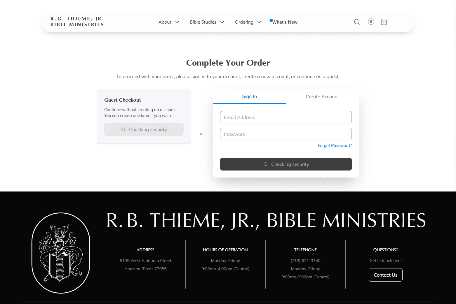 Screenshot: Checkout authentication options