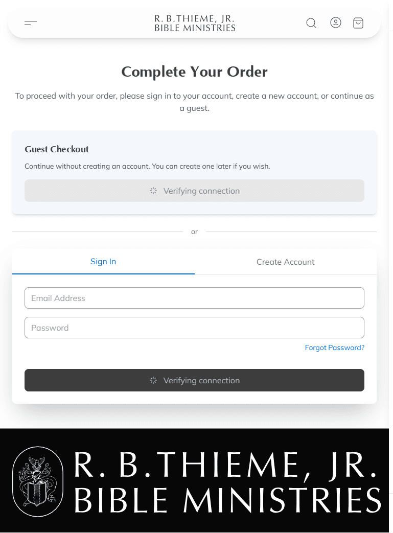Screenshot: Checkout authentication options