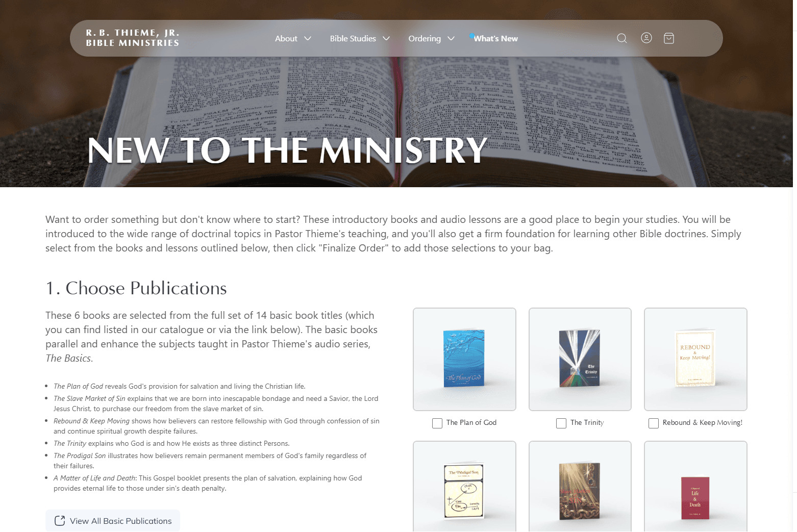 Screenshot: New to the ministry page