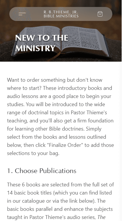 Screenshot: New to the ministry page