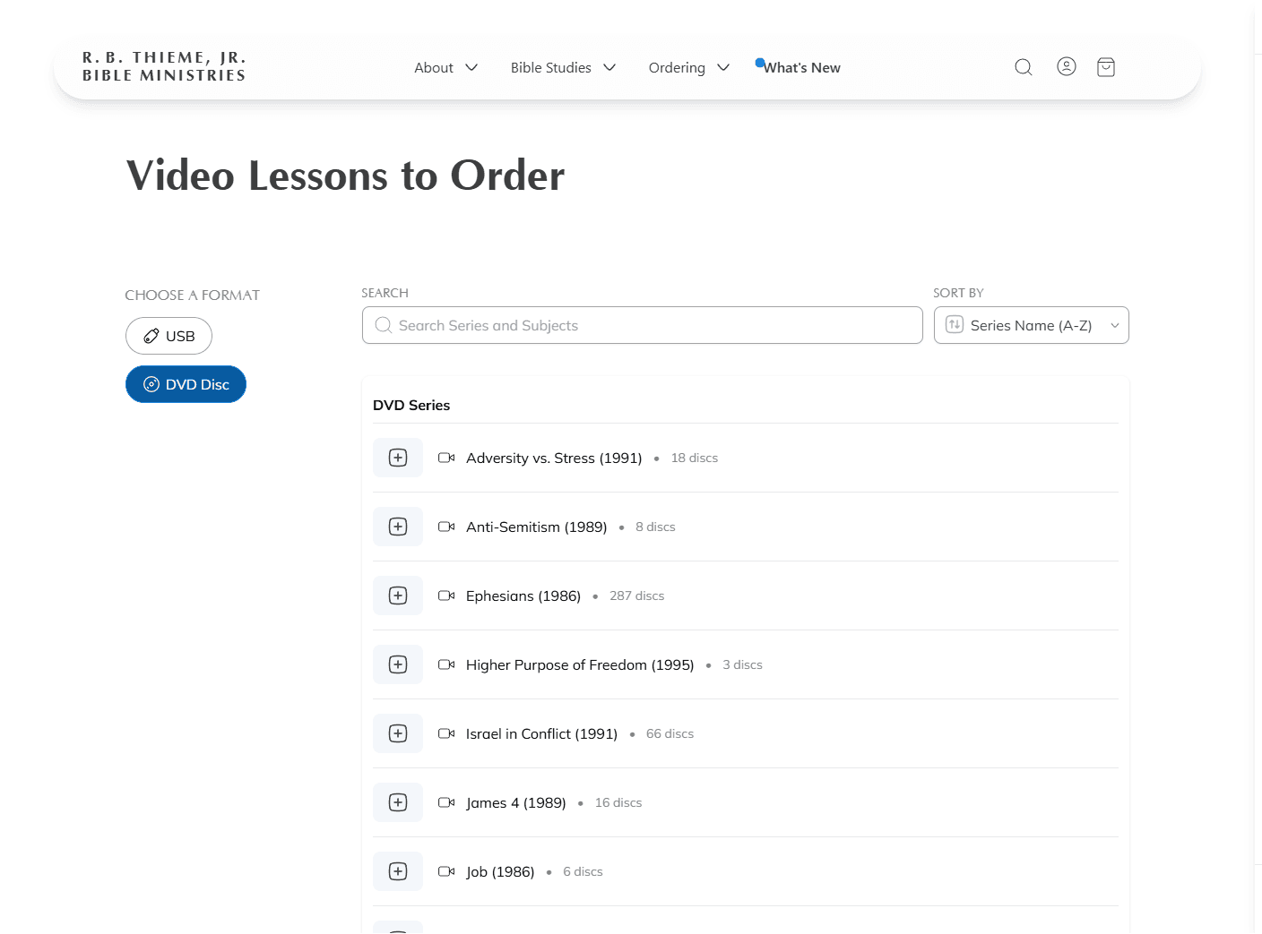 Screenshot: Video lessons page